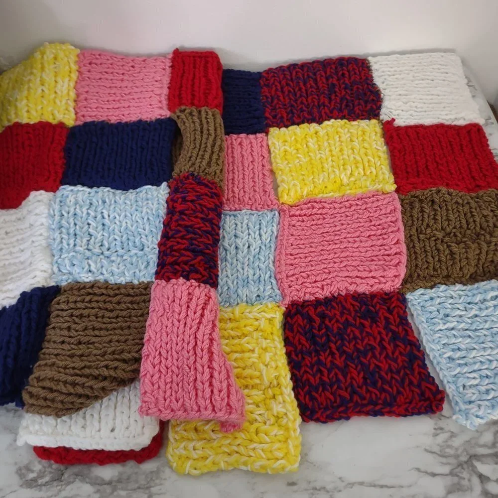 Vintage Granny Rectangular Multicolor Patchwork Grandma core Throw 66‎ x 27 inch